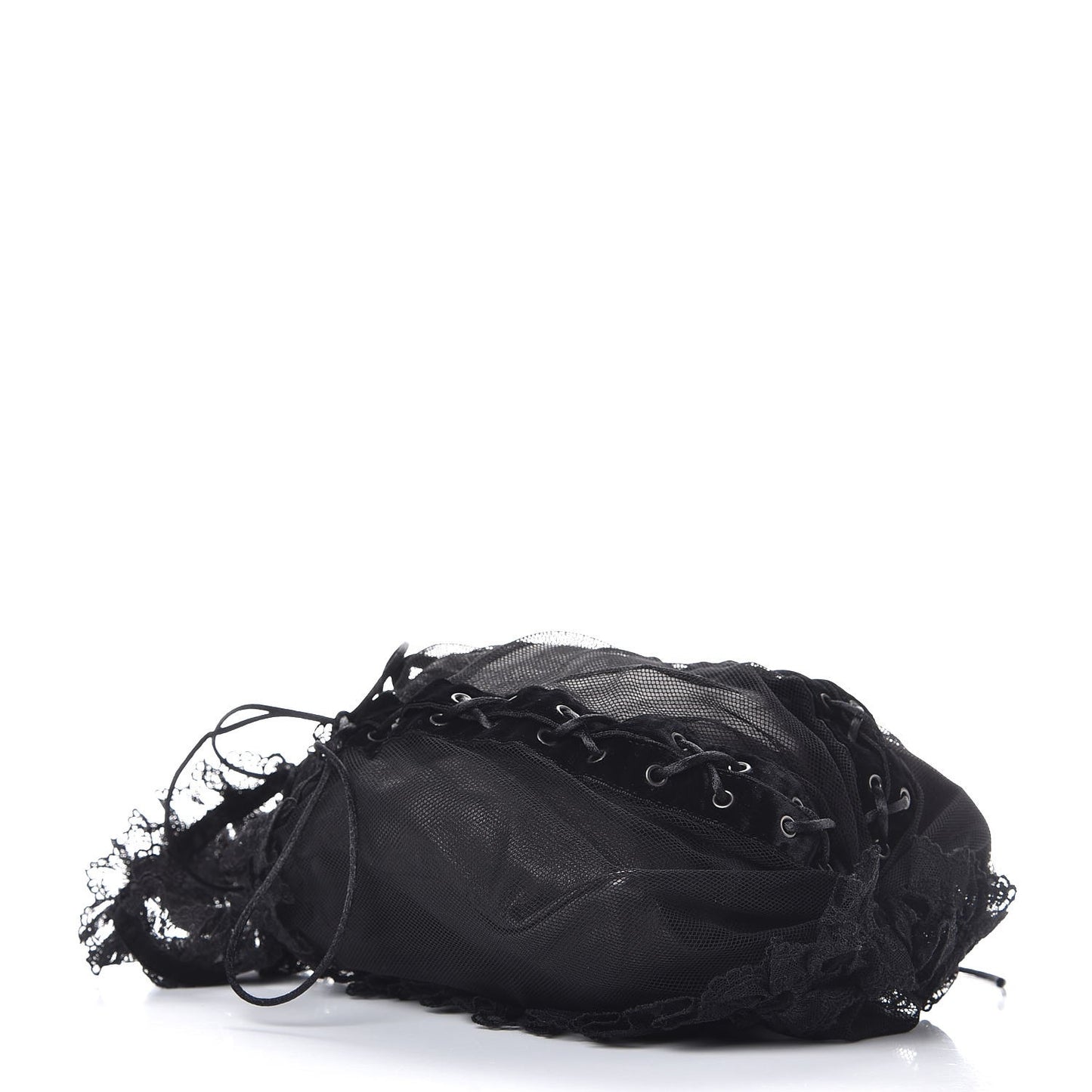 Mesh Lace Up Corset Tote Black