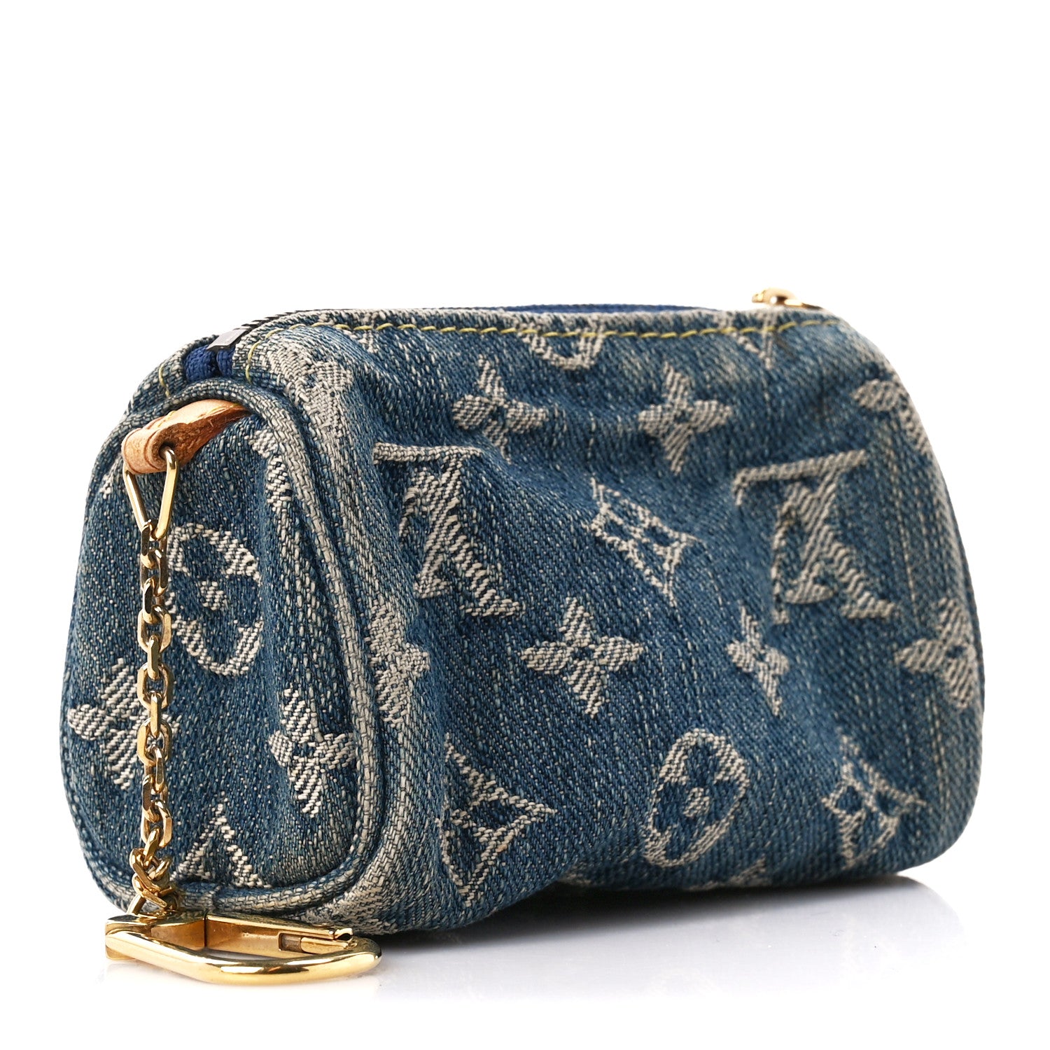 Louis Vuitton Monogram Denim Pochette Speedy PM Key Holder Blue 3 of 10