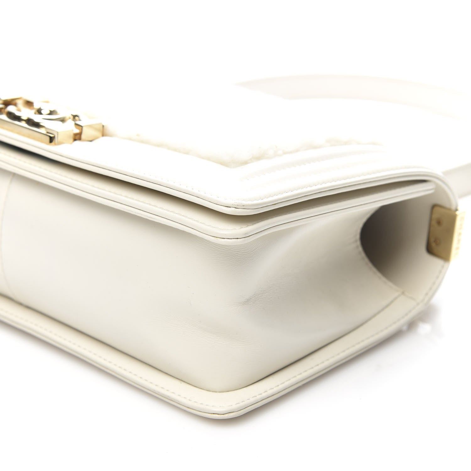 Chanel Shearling Sheepskin Medium Boy Flap White 9 of 9
