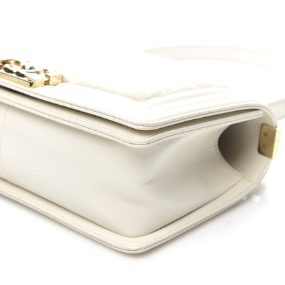 Chanel Shearling Sheepskin Medium Boy Flap White 9 of 9
