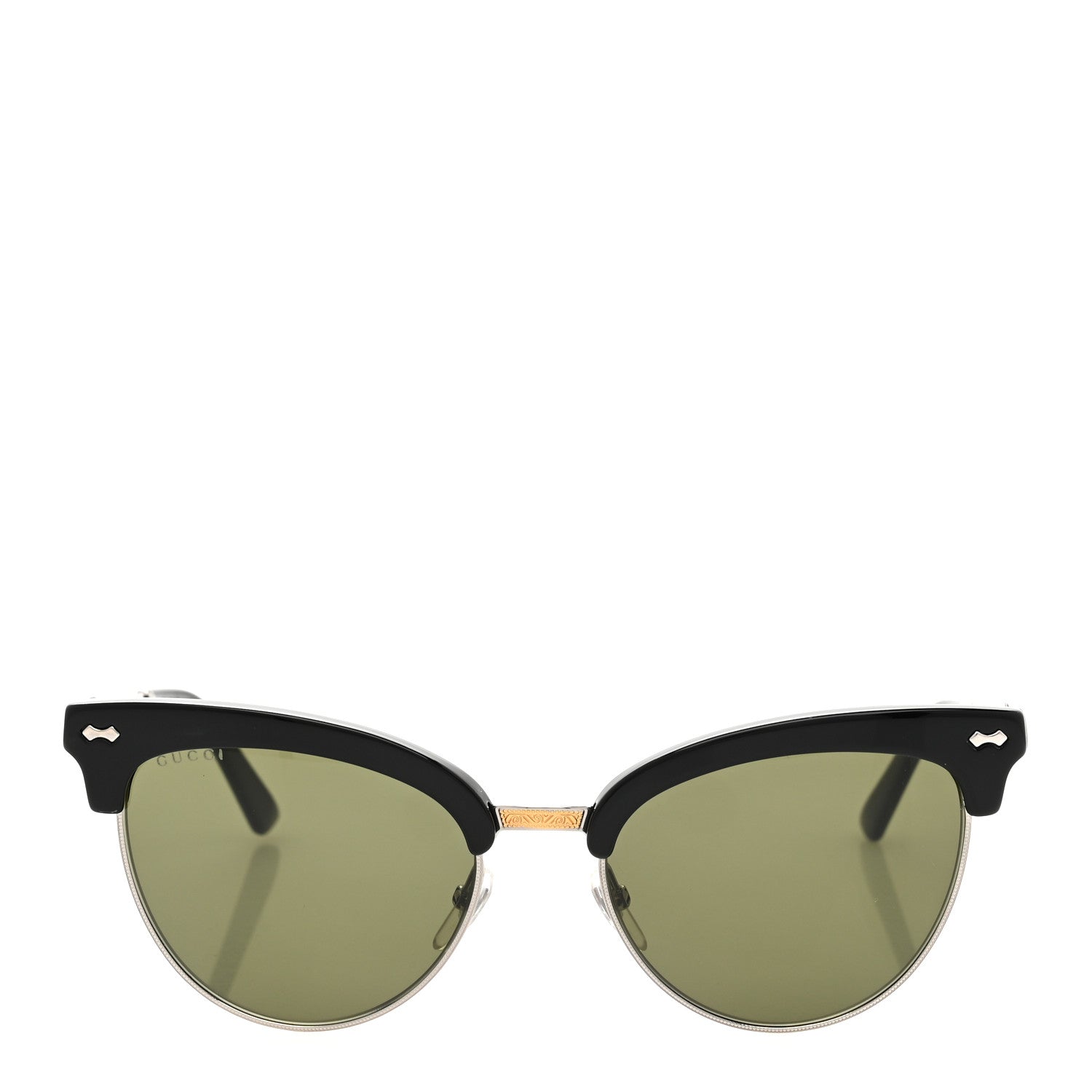 Gucci Acetate Damascato Cat Eye Sunglasses GG0055S Black Gold 2 of 8