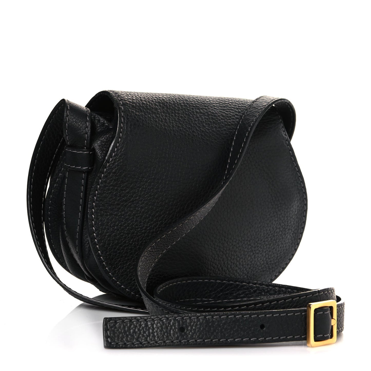 Calfskin Mini Marcie Round Crossbody Bag Black