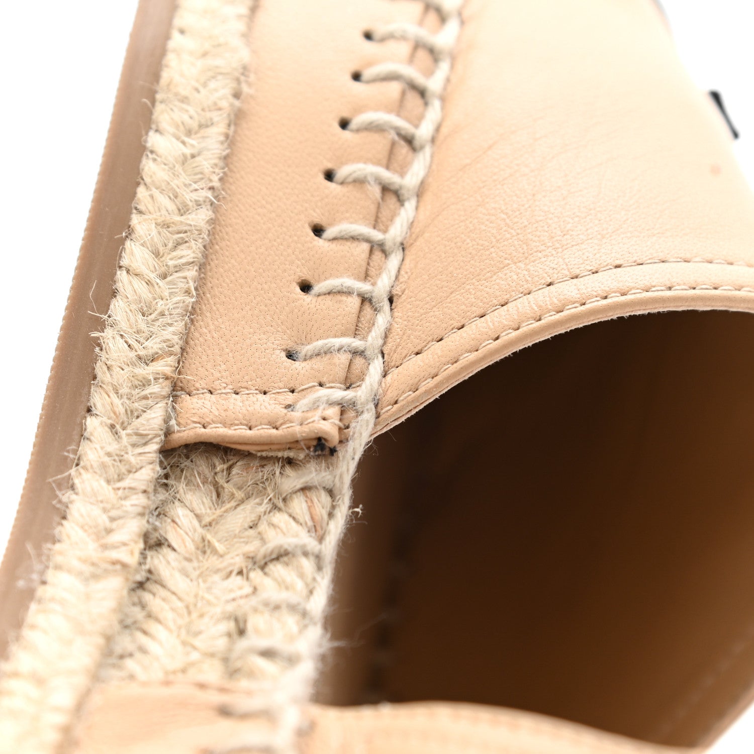 Chanel Lambskin Cap Toe CC Espadrille Sandals 36 Beige Black 9 of 15