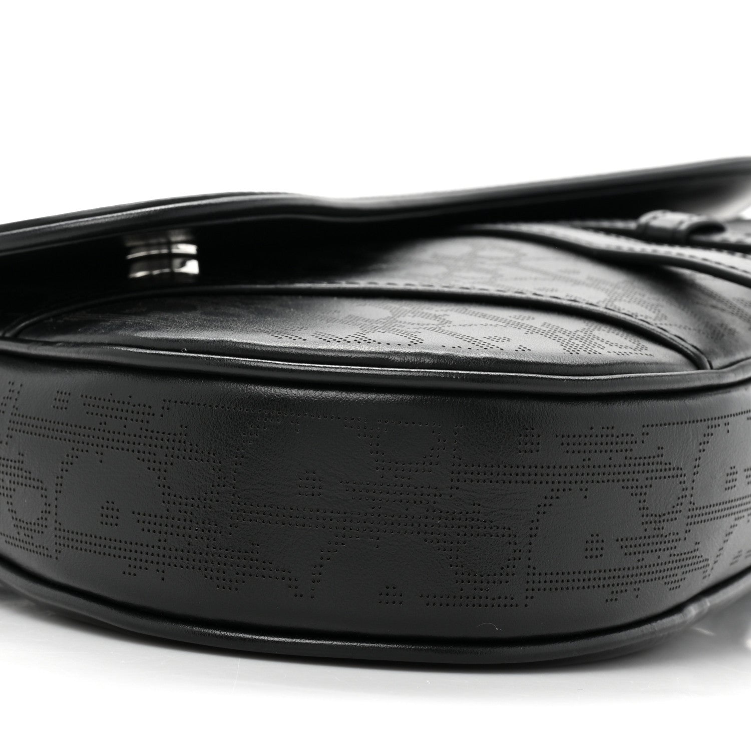 Christian Dior Calfskin Perforated Oblique Galaxy Mens Saddle Bag Black 9 of 9