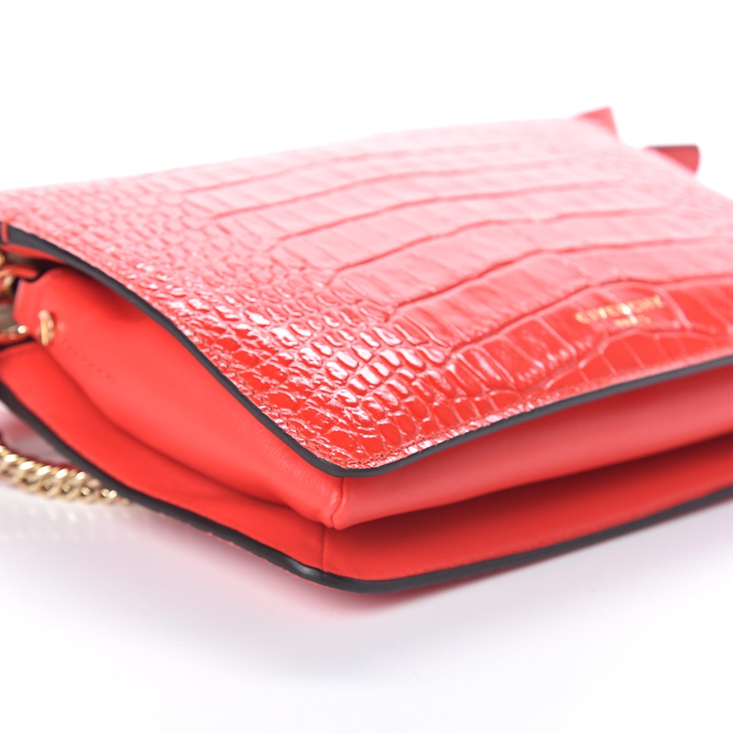 Calfskin Crocodile Embossed Cross 3 Crossbody Bag Red