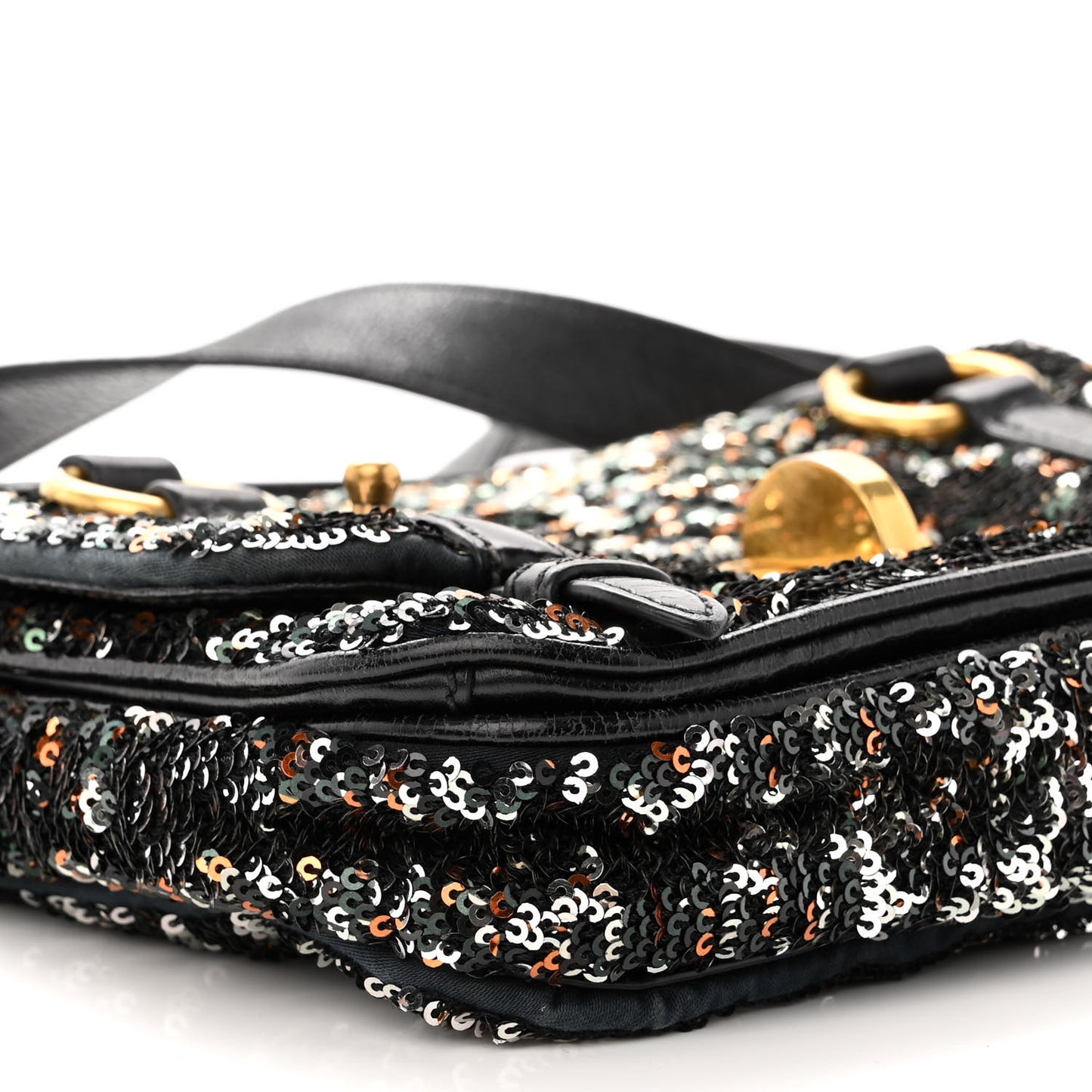 Paillettes Sequined Mini East West Satchel Argento