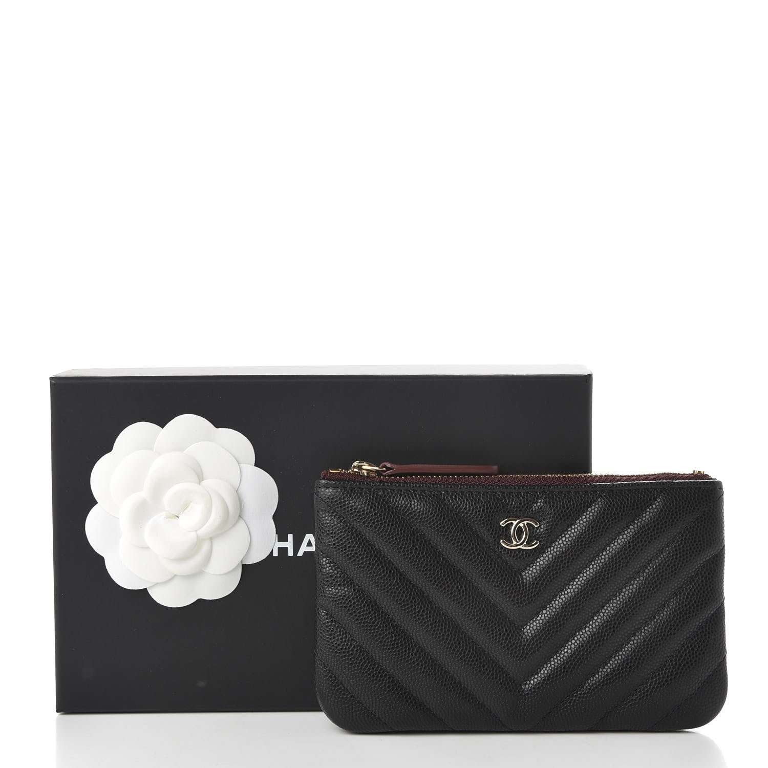 Chanel Caviar Chevron Quilted Small Cosmetic Case Black 8 of 8