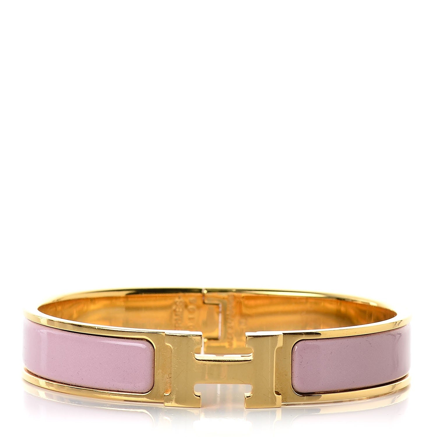 Hermes Narrow Enamel Clic Clac H Bracelet GM Rose Nacarat 1 of 10
