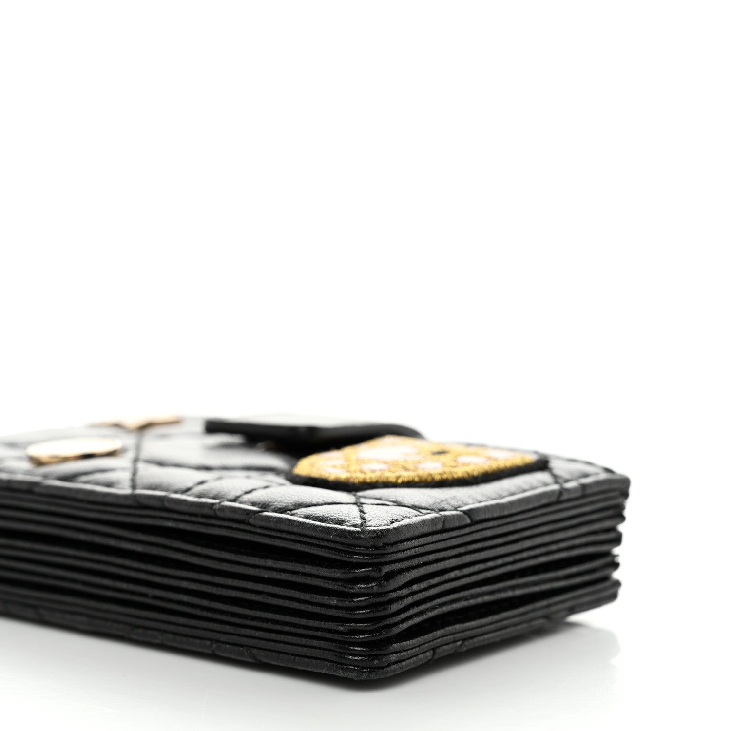 Christian Dior Lambskin Cannage Lucky Badges Lady Dior 5-Gusset Card Holder Black 11 of 12