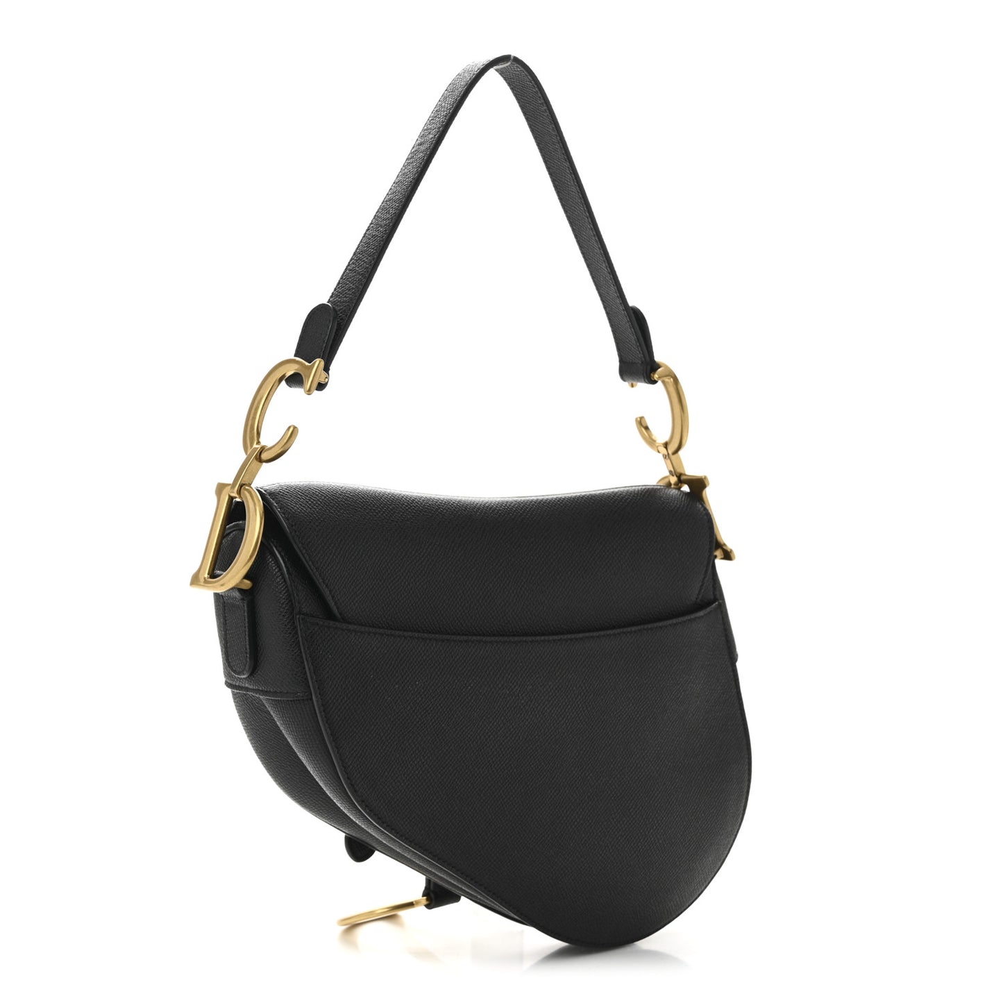 Grained Calfskin Saddle Bag Black
