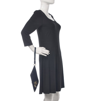 Chloe Calfskin Crocodile Embossed C Flat Pouch Full Blue 2 of 8