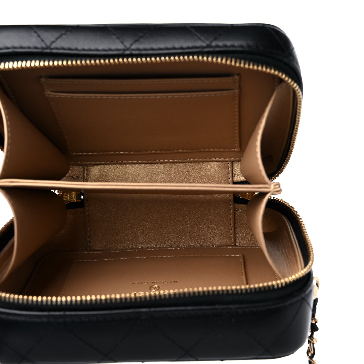 Chanel Lambskin Quilted Golden Plate Clutch With Chain Black 5 of 9