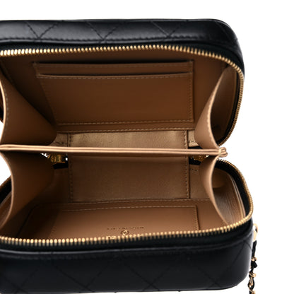 Chanel Lambskin Quilted Golden Plate Clutch With Chain Black 5 of 9