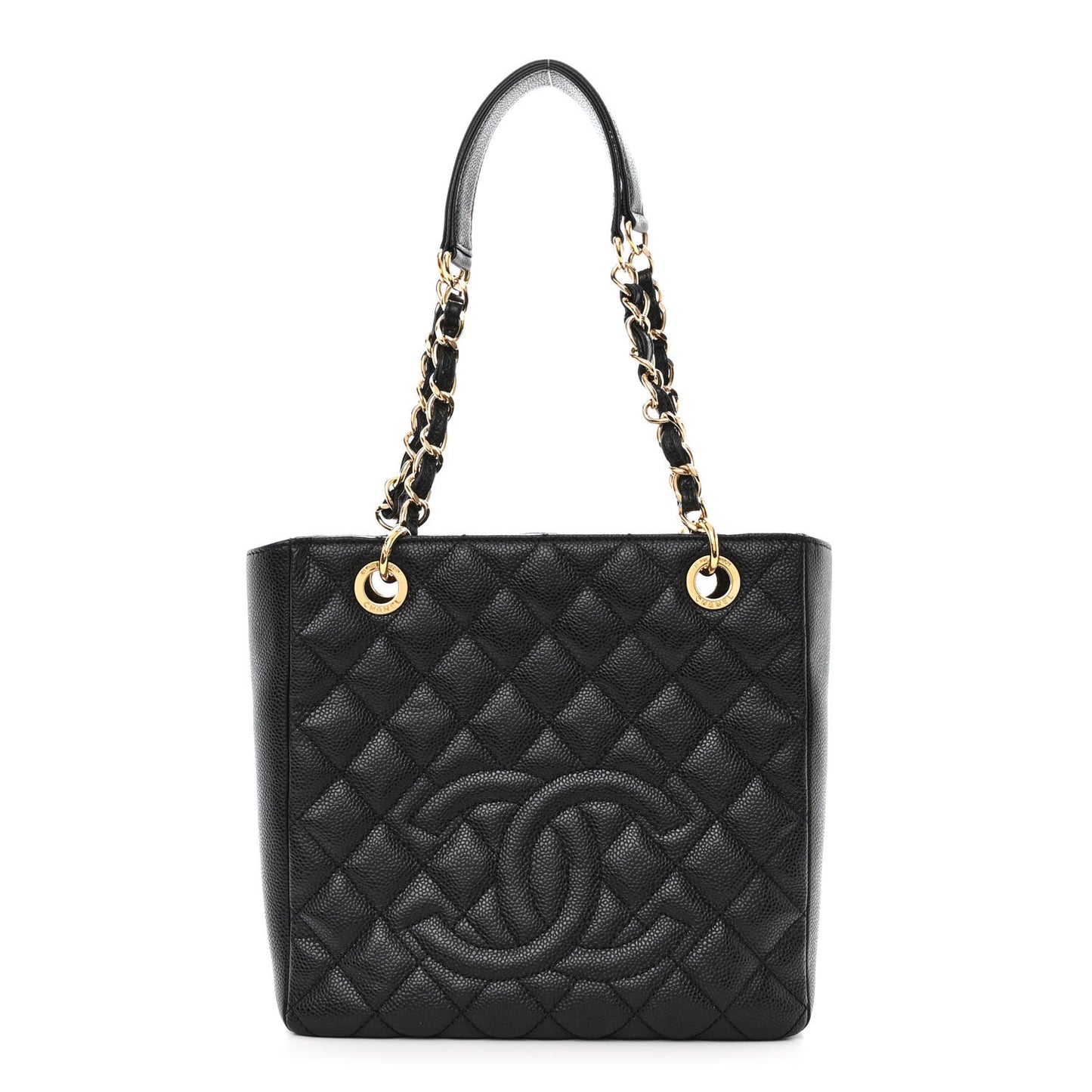 Caviar Quilted Petit Shopping Tote PST Black
