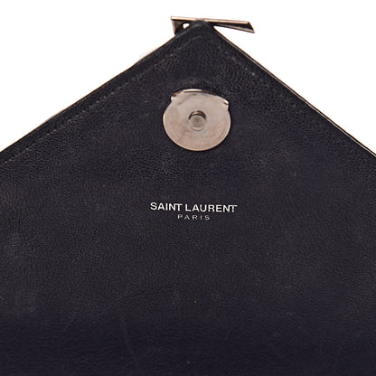 Saint Laurent Sheepskin Matelasse Chevron Monogram Large College Satchel Deep Marine 10 of 19