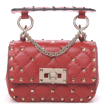 Valentino Garavani Lambskin Micro Rockstud Spike Shoulder Bag Red 1 of 9