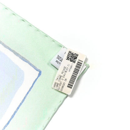 Hermes Silk Libre Comme Pegase Scarf 90 Vert D'eau Bleu Ciel Rose Nacre 6 of 8