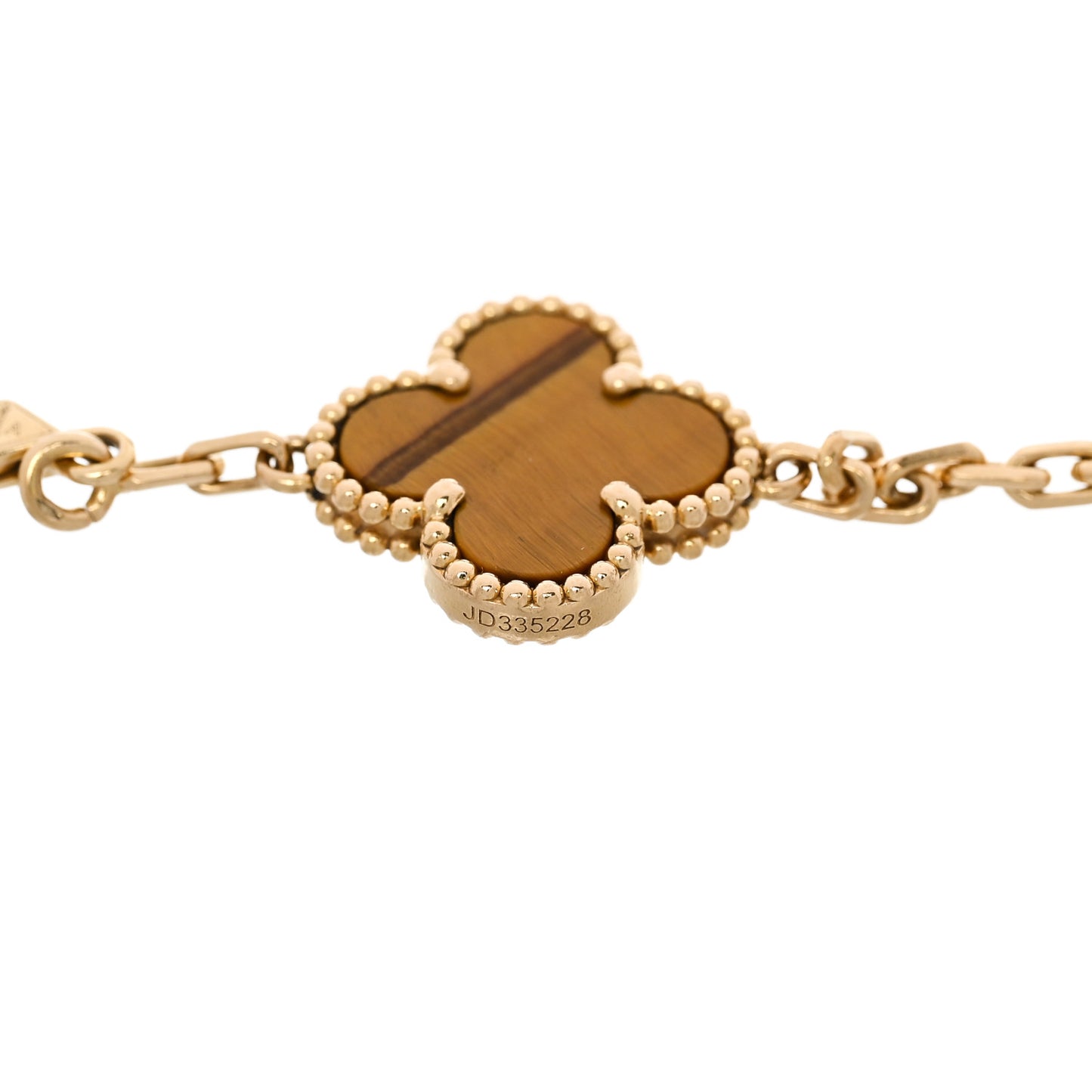 18K Yellow Gold Tiger Eye 5 Motifs Vintage Alhambra Bracelet