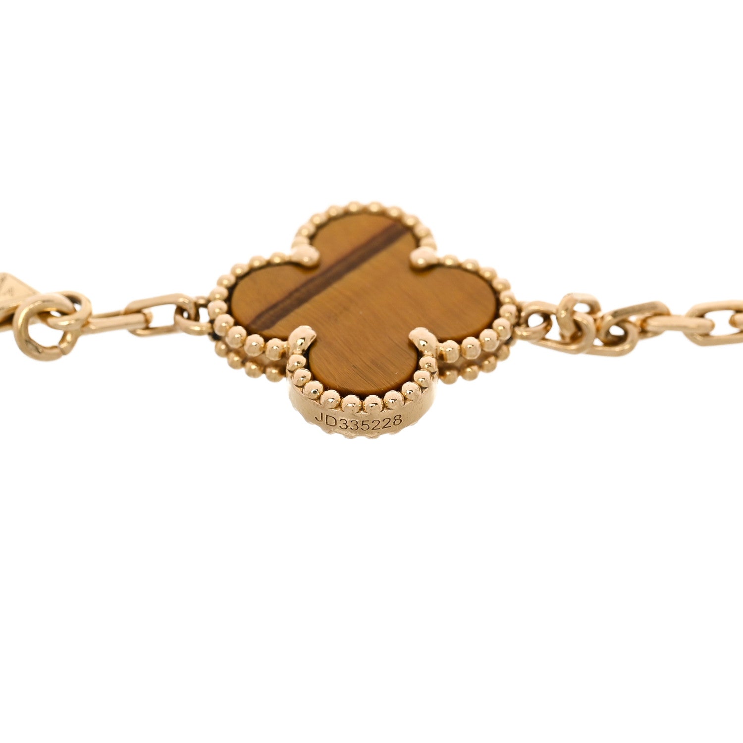 Van Cleef & Arpels 18K Yellow Gold Tiger Eye 5 Motifs Vintage Alhambra Bracelet 3 of 5