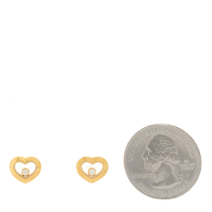 Chopard 18K Yellow Gold Diamond Happy Diamonds Icons Heart Earrings 2 of 5