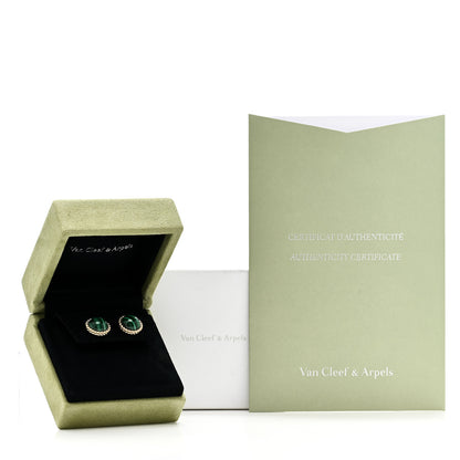 Van Cleef & Arpels 18K Yellow Gold Malachite Perlee Couleurs Earrings 5 of 5