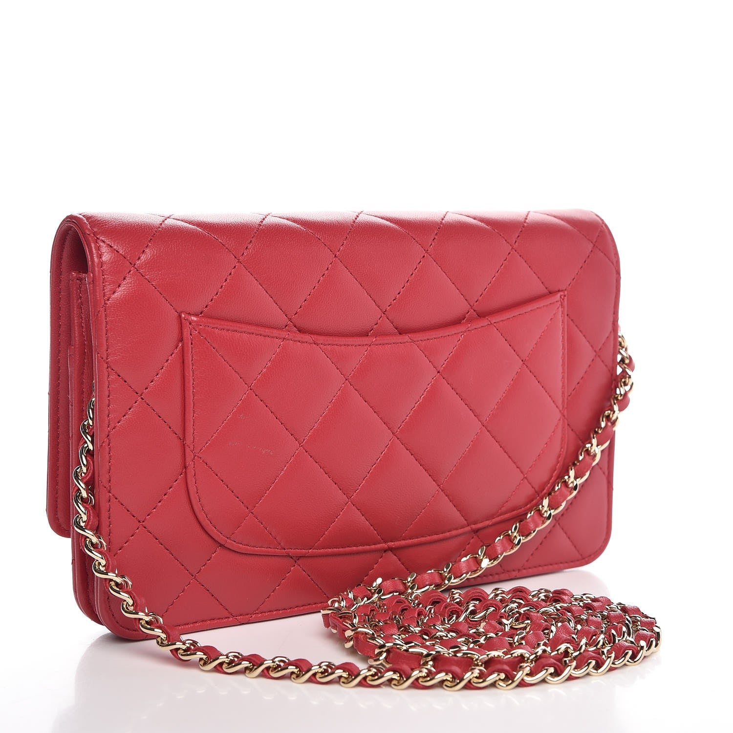 Chanel Lambskin Quilted Wallet On Chain WOC Pink 3 of 9