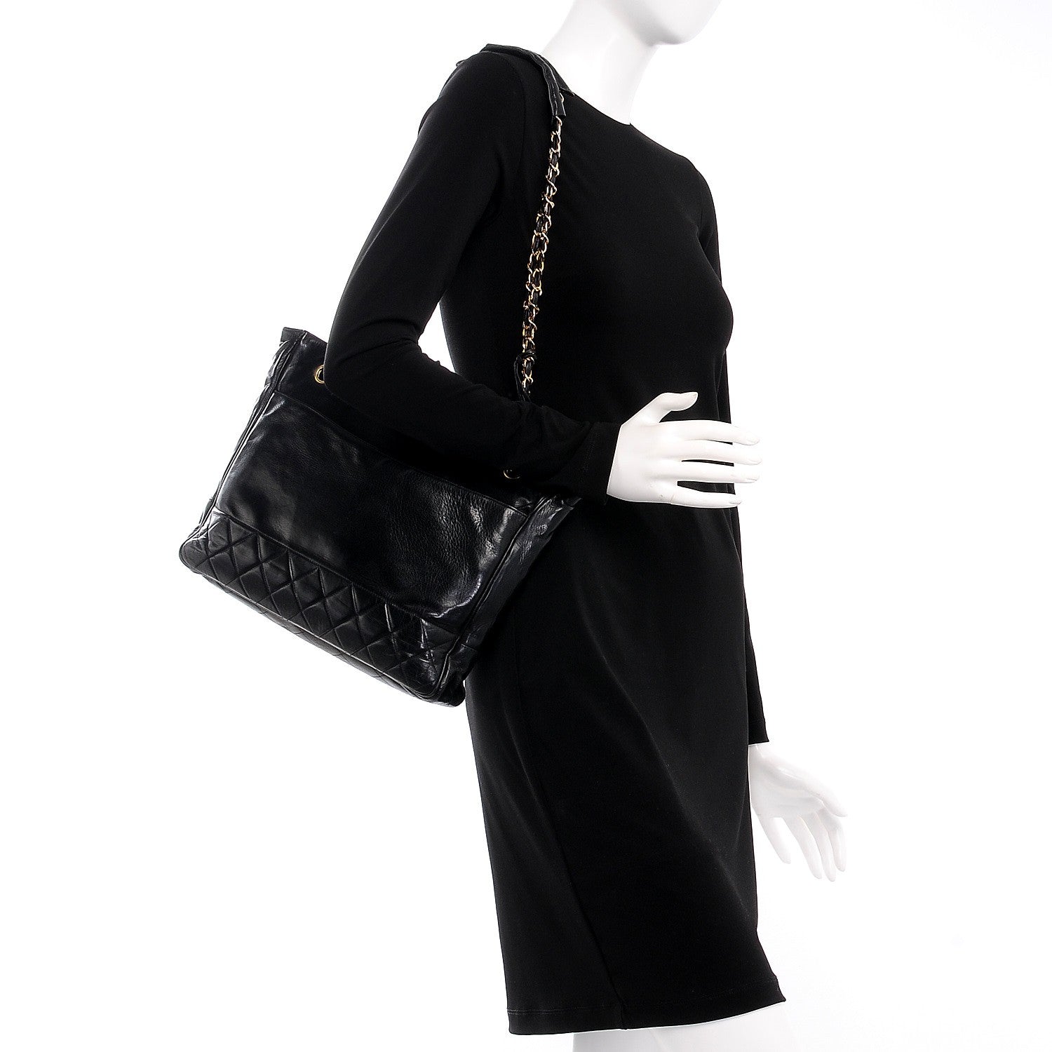 Chanel Lambskin Shopping Tote Black 2 of 9