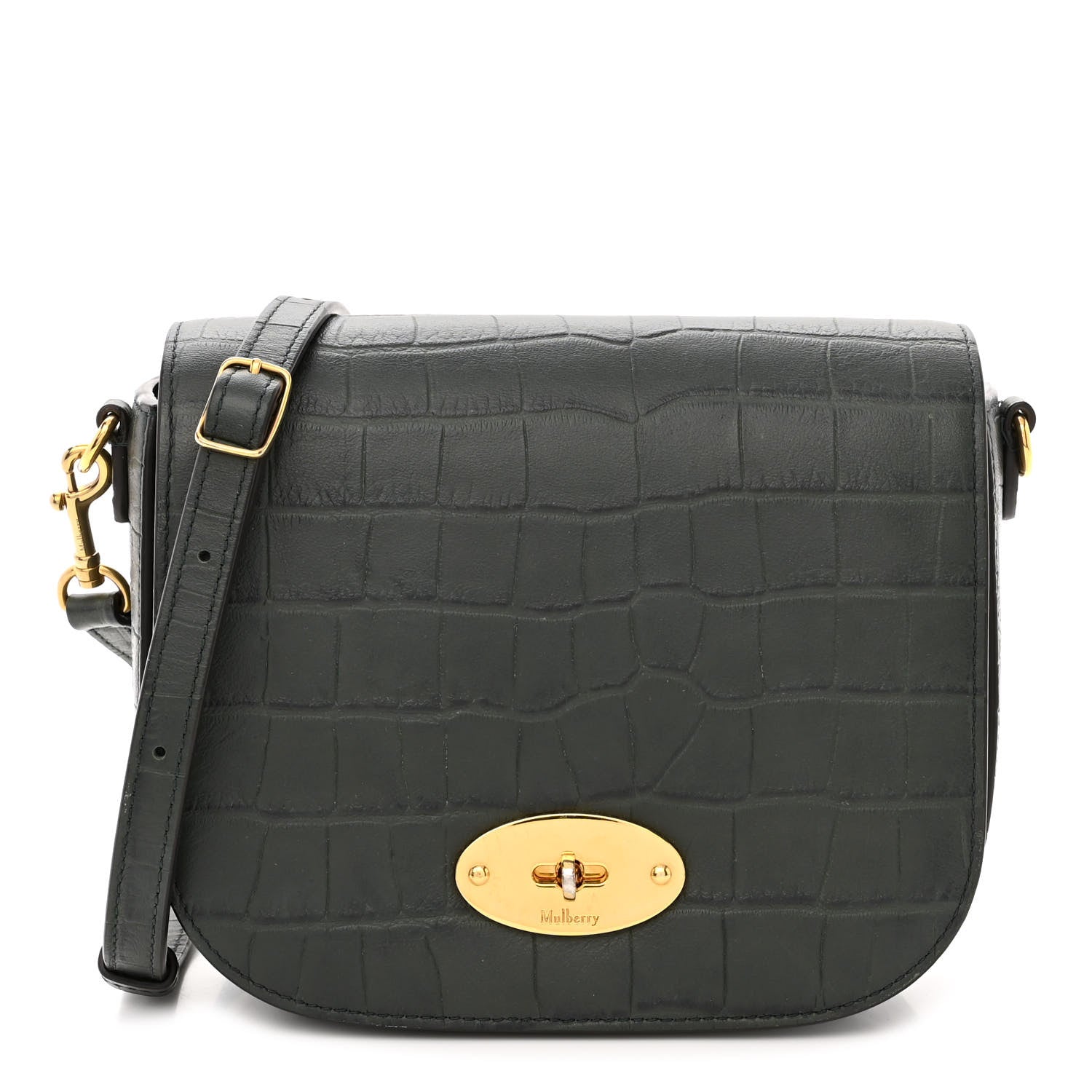 Mulberry Crocodile Embossed Calfskin Small Darley Satchel Green 1 of 12