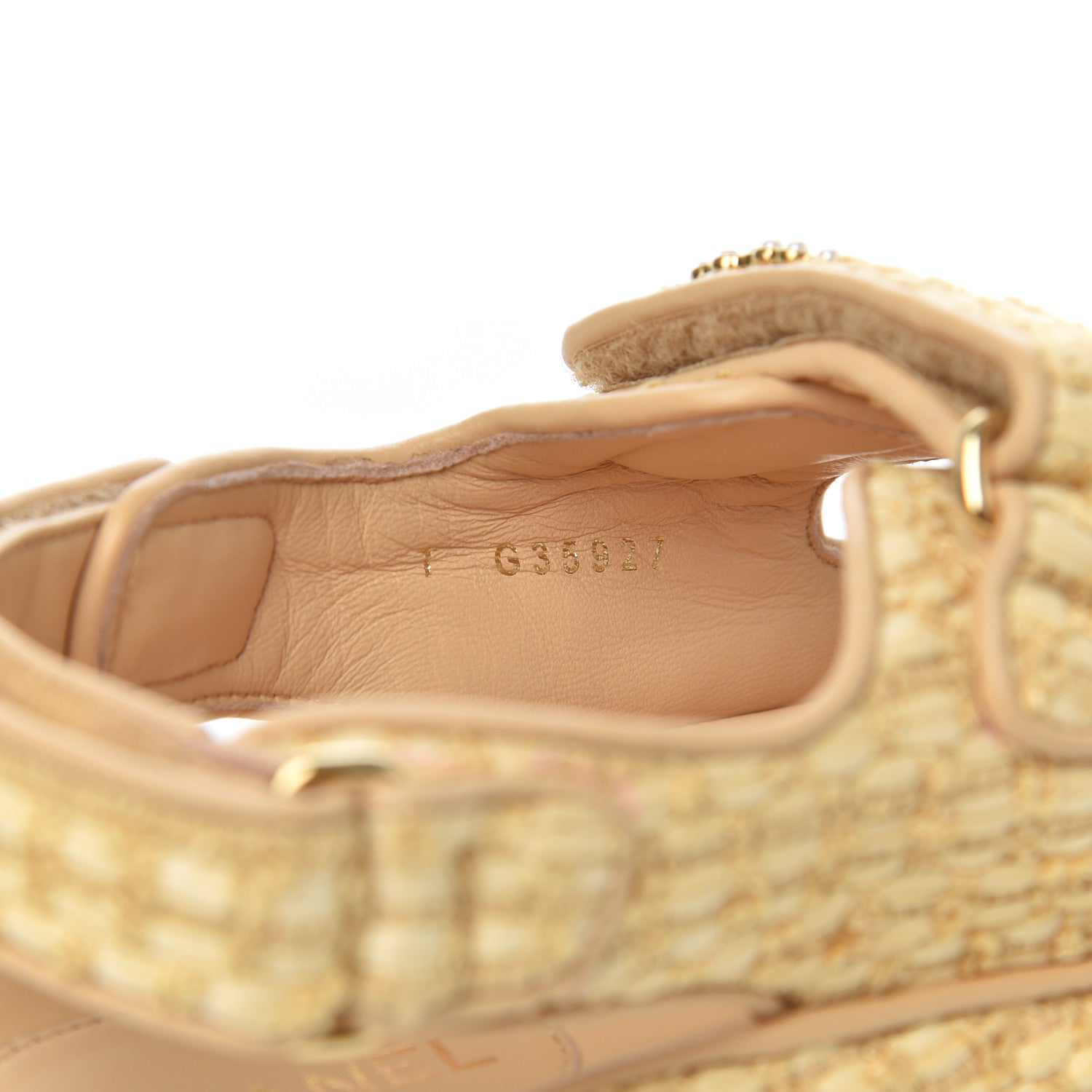 Chanel Braided Fabric Velcro Dad Sandals 36.5 Beige 8 of 12