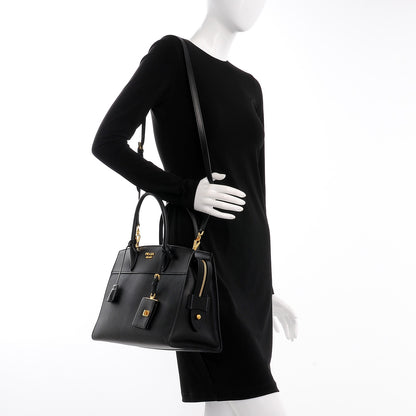 Prada Saffiano City Calfskin Medium Esplanade Tote Black 2 of 8