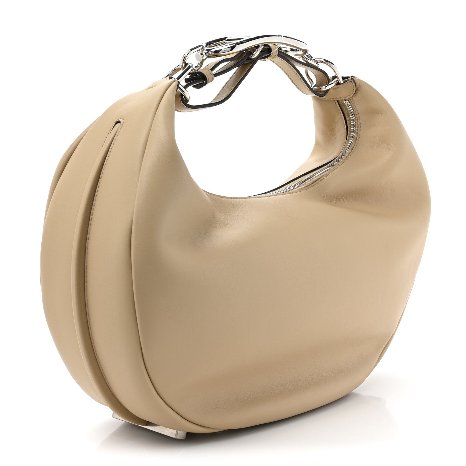 Fendi Vitello Grace Matte Metal Handle Medium Fendigraphy Hobo Bag Beige Amido 3 of 10