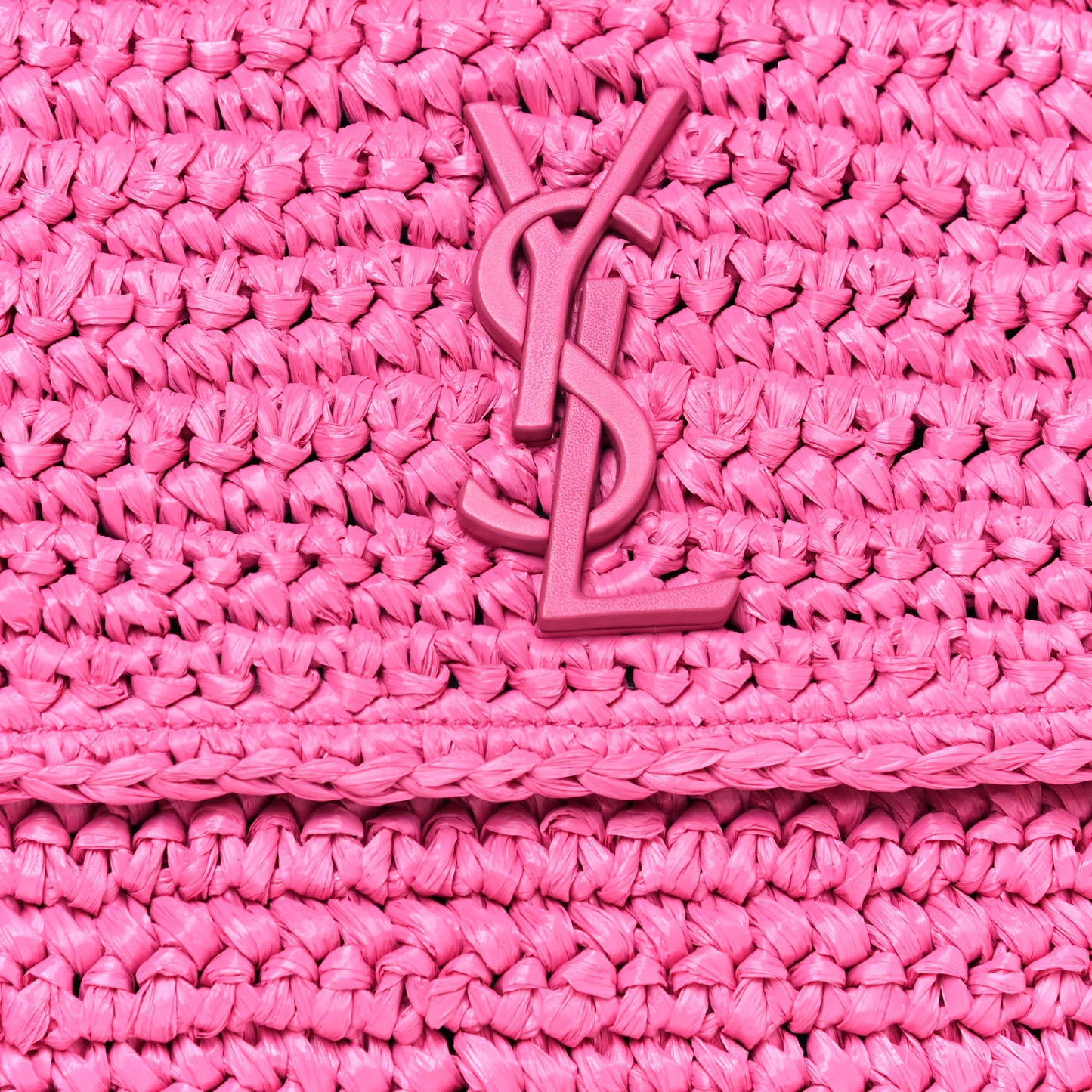 Raffia Calfskin Monogram Medium Niki Chain Satchel Bright Pink