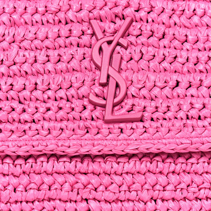 Saint Laurent Raffia Calfskin Monogram Medium Niki Chain Satchel Bright Pink 8 of 14
