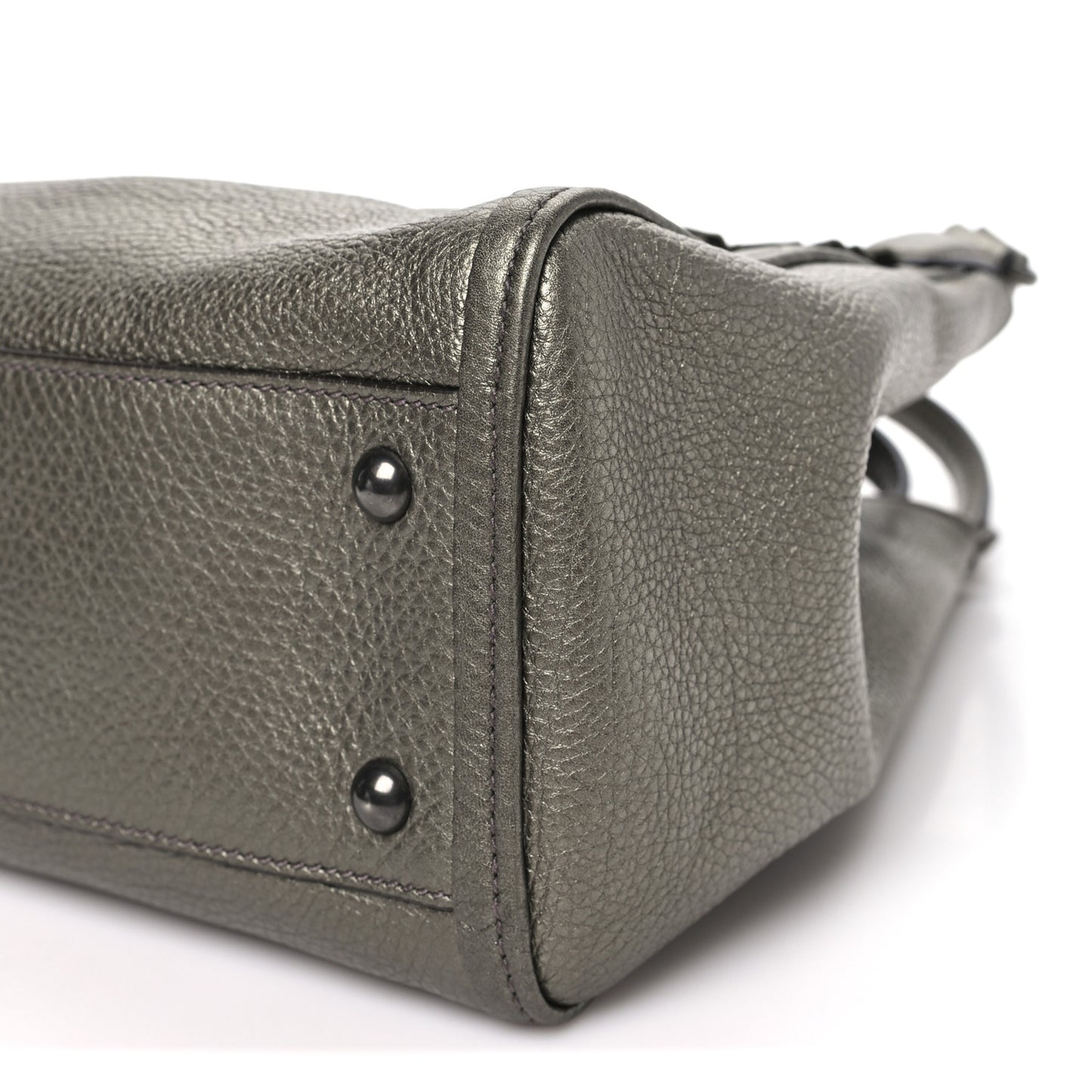Metallic Pebbled Calfskin Small Soho Shoulder Bag Golden Beige