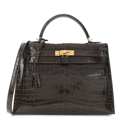 Hermes Shiny Crocodile Kelly Sellier 32 Havane 1 of 13