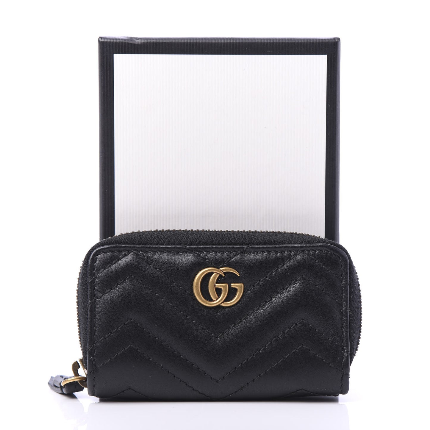 Calfskin Matelasse GG Marmont Zip Around Key Case Black