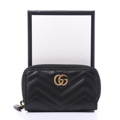Gucci Calfskin Matelasse GG Marmont Zip Around Key Case Black 8 of 8
