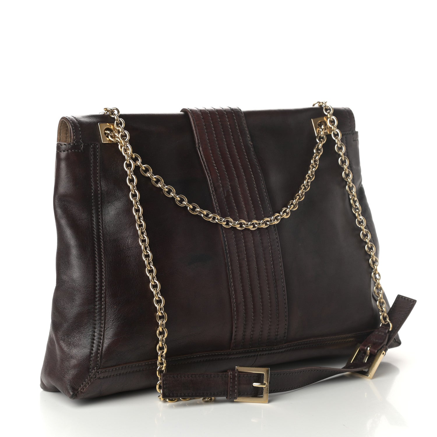 Fendi Vitello Acqua Maxi Baguette Shoulder Bag Dark Brown 3 of 10