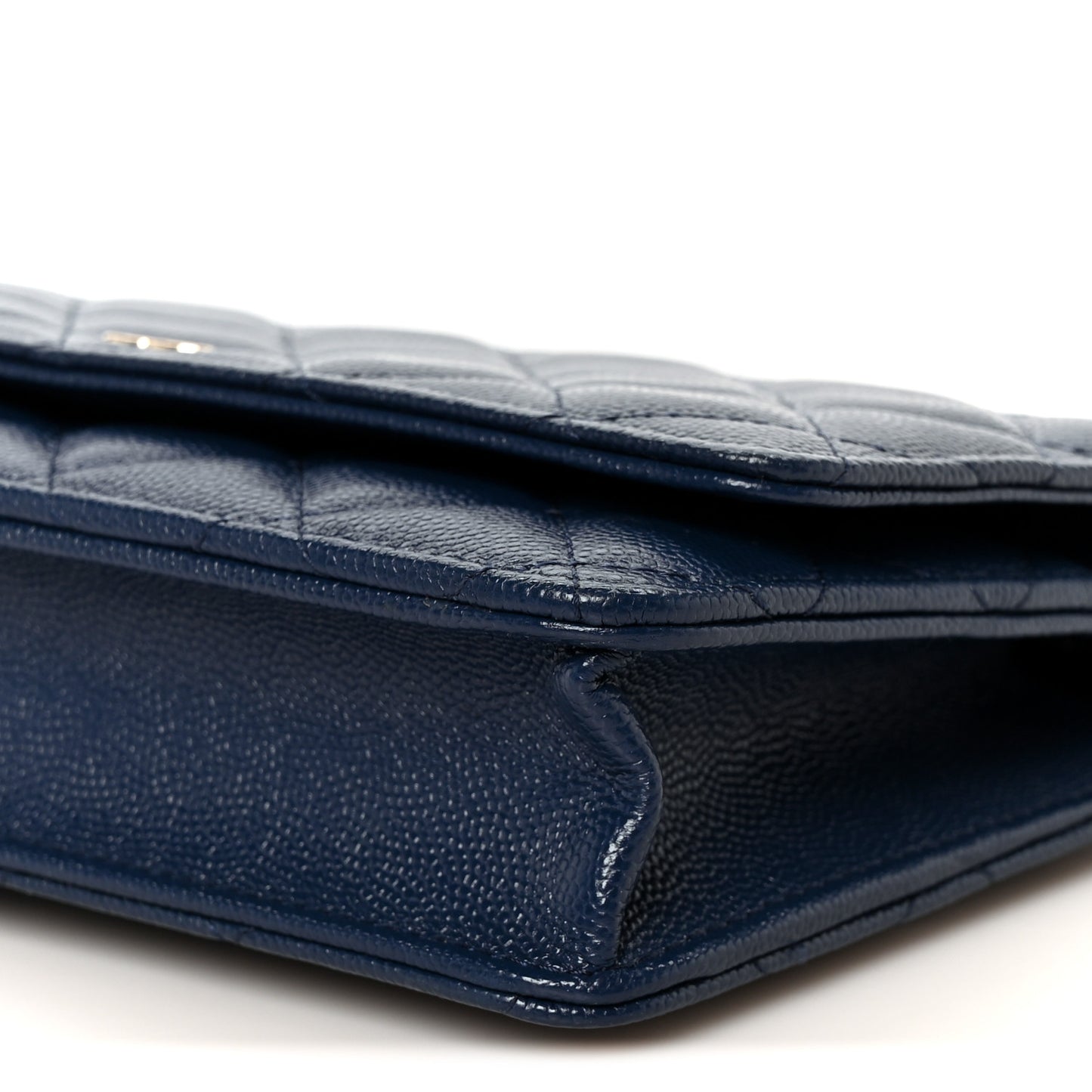 Caviar Quilted Wallet on Chain WOC Navy Blue