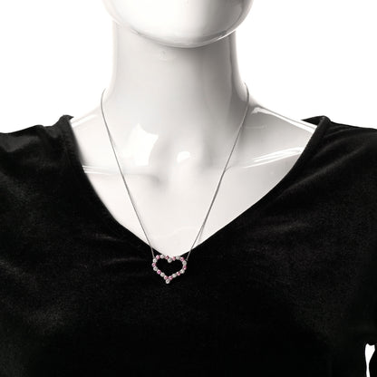 Tiffany Platinum Diamond Pink Sapphire Large Heart Pendant Necklace 2 of 6