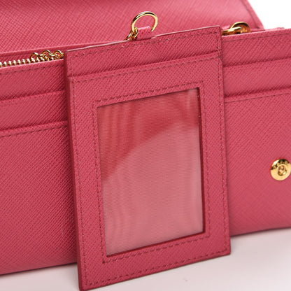Prada Saffiano Metal Continental Flap Wallet Peonia 7 of 8