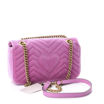 Gucci Velvet Matelasse Marquise Crystals Embroidered Small GG Marmont Shoulder Bag Malva 3 of 10