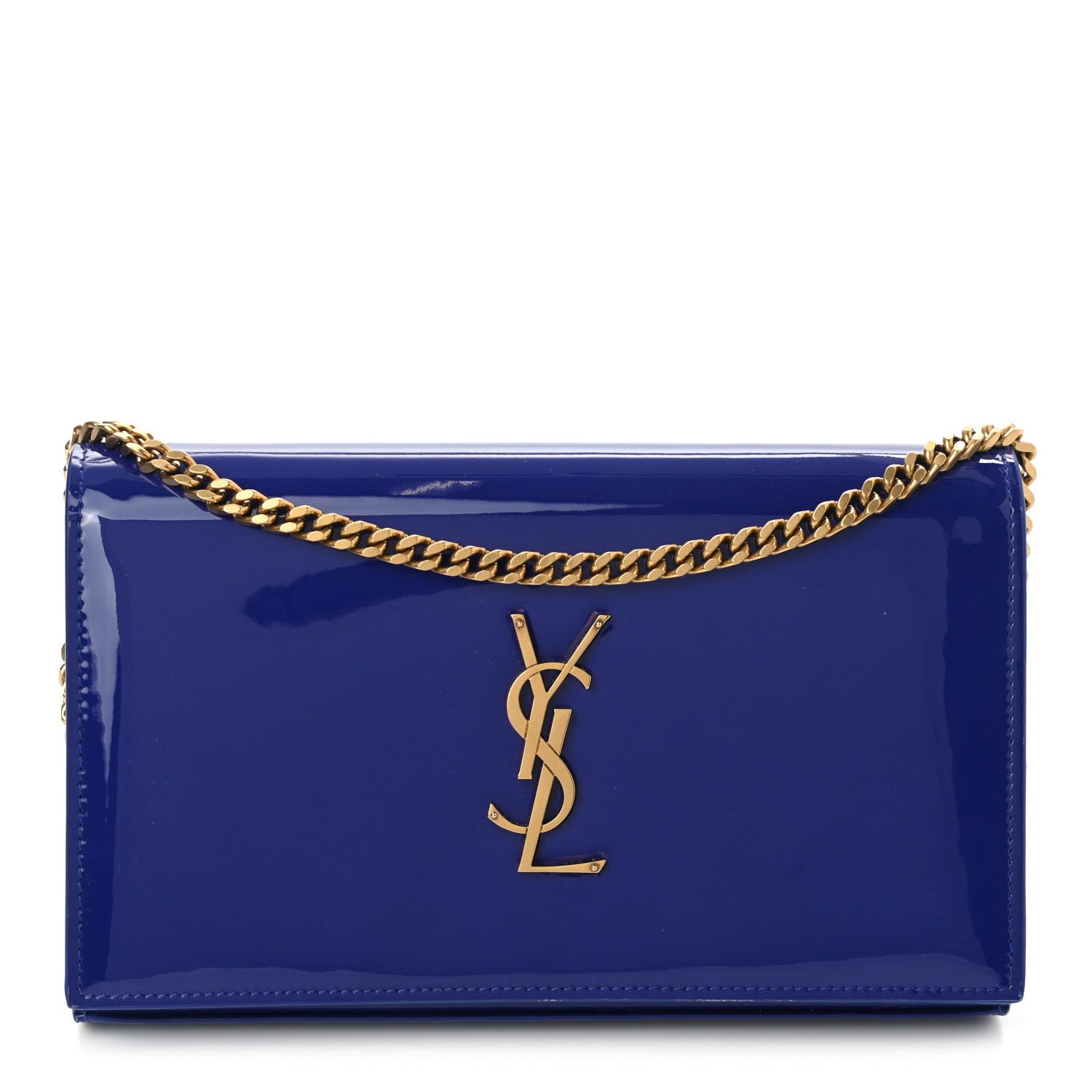 Saint Laurent Patent Calfskin Monogram Kate Wallet On Chain Royal Blue 1 of 11
