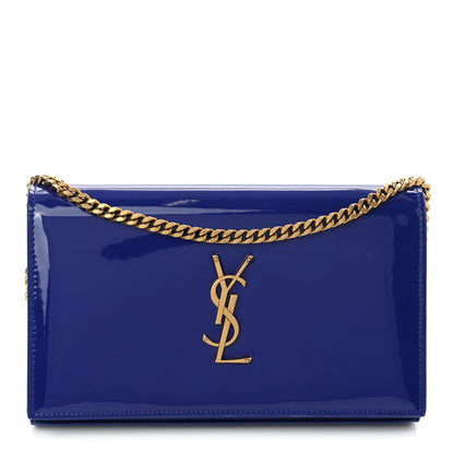 Saint Laurent Patent Calfskin Monogram Kate Wallet On Chain Royal Blue 1 of 11