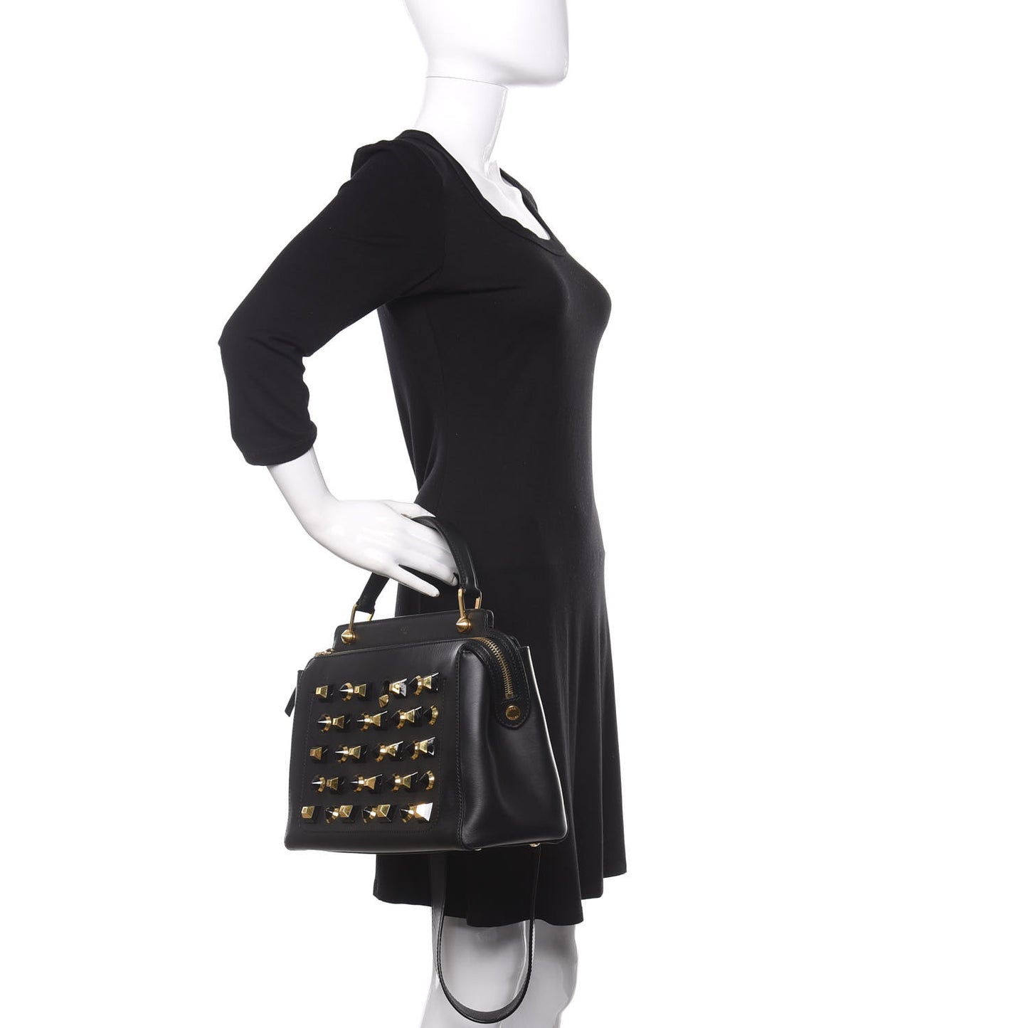 Vitello Baltico Studded Dotcom Satchel Black