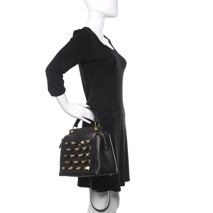 Fendi Vitello Baltico Studded Dotcom Satchel Black 3 of 13