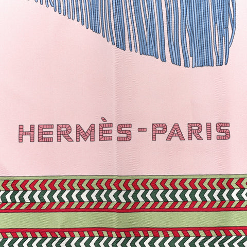 Silk Selle Des Steppes Scarf 90 Rose Pale Bleu Jean