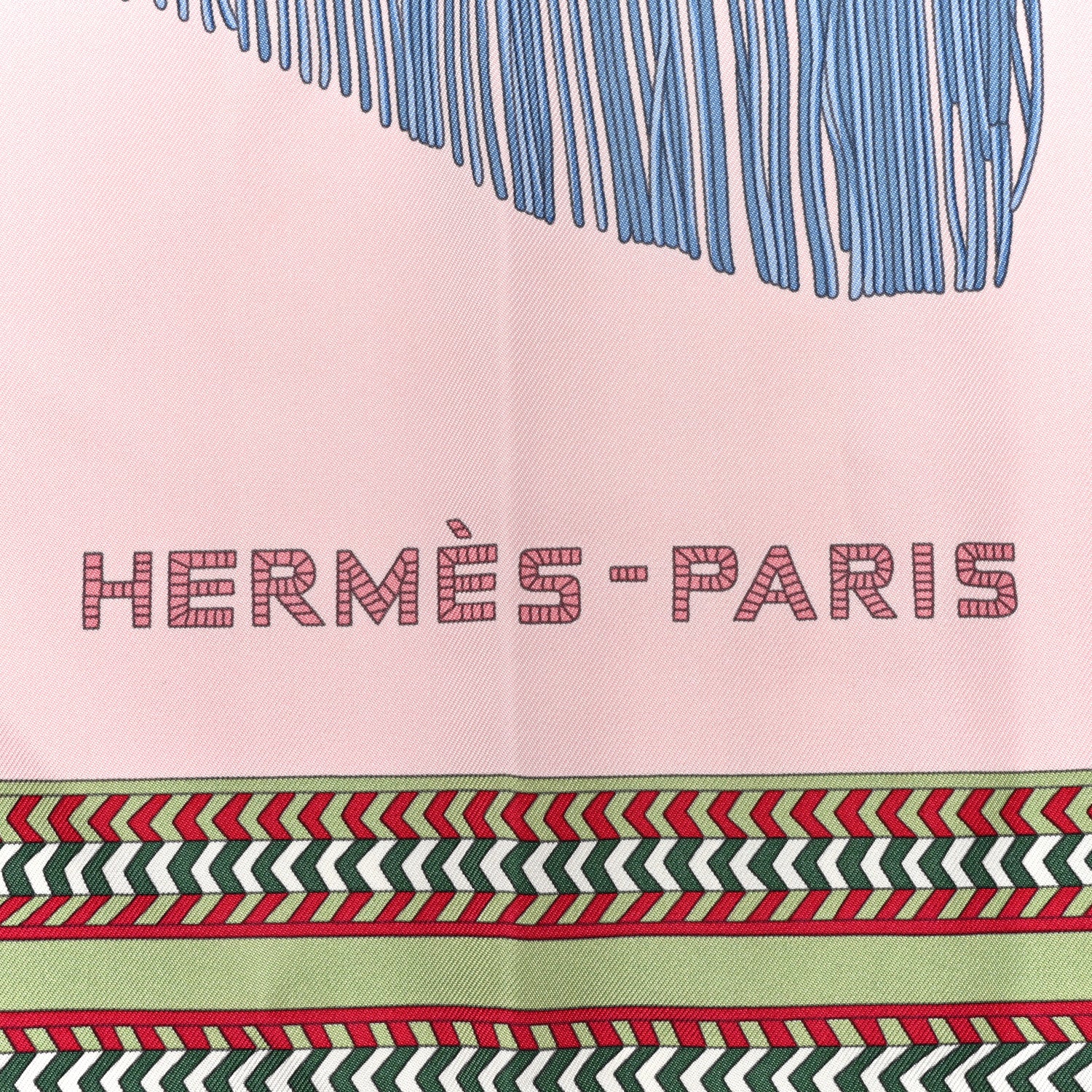 Hermes Silk Selle Des Steppes Scarf 90 Rose Pale Bleu Jean 2 of 5