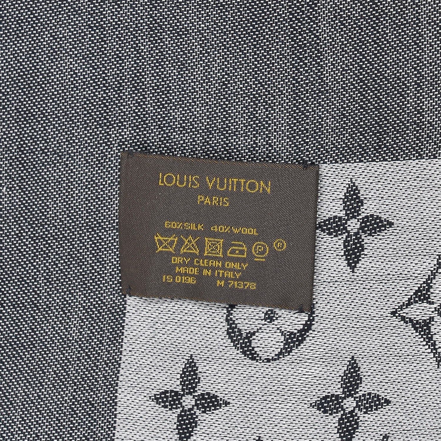 Louis Vuitton Wool Silk Monogram Denim Shawl Black 4 of 4