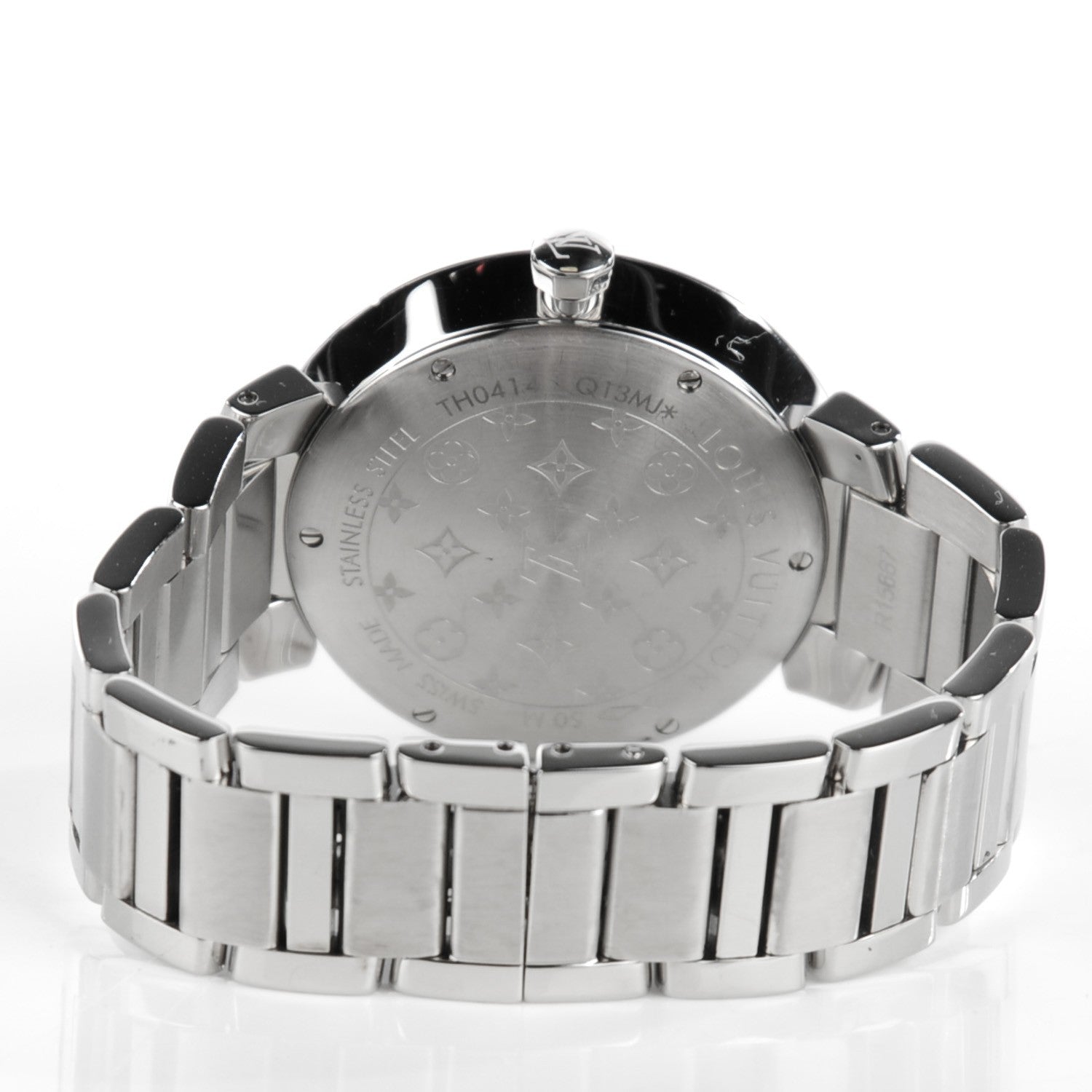 Louis Vuitton Stainless Steel Diamond 28mm Tambour Quartz Watch 4 of 7